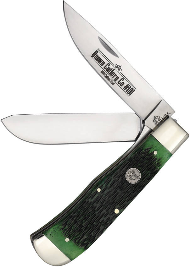 Two Blade Lockback Green Bone