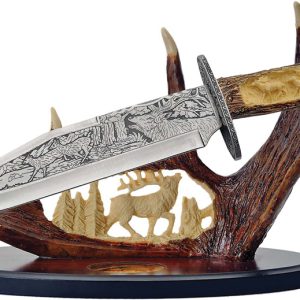 Bowie Knife w Display Deer