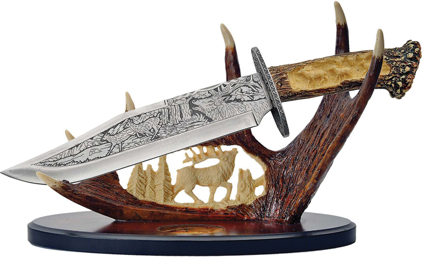 Bowie Knife w Display Deer