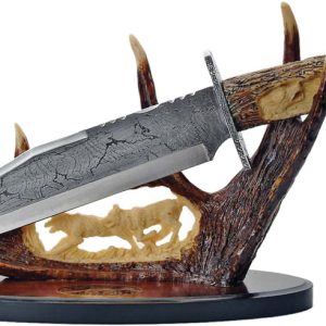 Bowie Knife w Display Wolf
