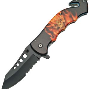 Flaming Skull Linerlock A/O