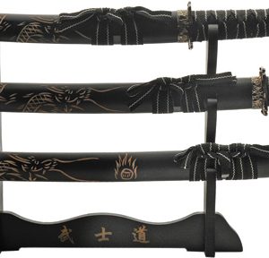 3 Pc Black Dragon Katana