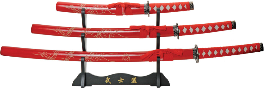 3pc Dragon Sword Set Red