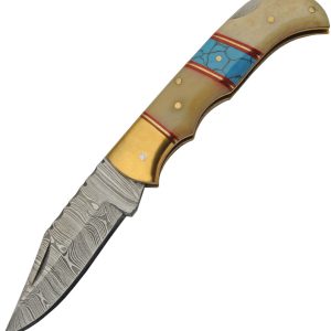 Lockback Bone/Turquoise
