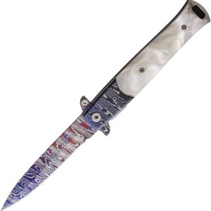 Damascus Etched Linerlock A/O