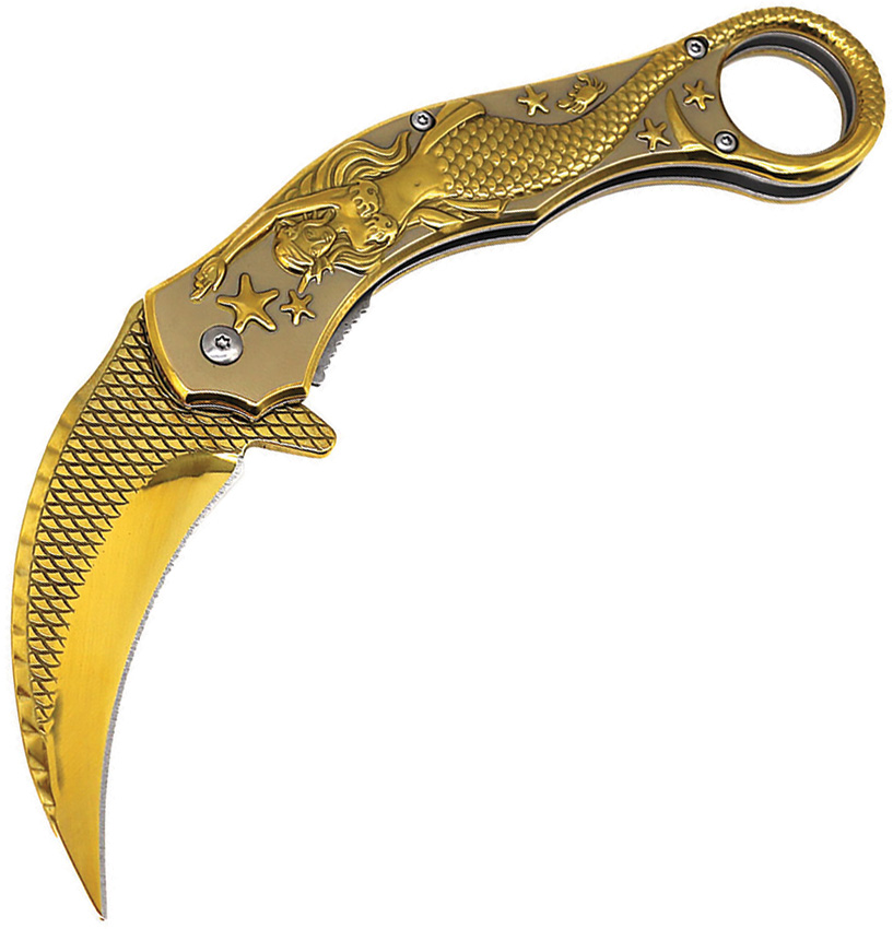 Mermaid Karambit Linerlock Gld