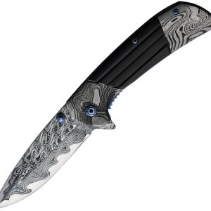 Damascus Etched Linerlock A/O