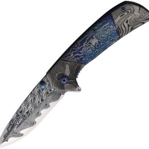 Damascus Etched Linerlock A/O