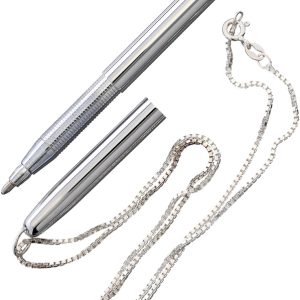 Chrome Bullet Pen w Neck Chain