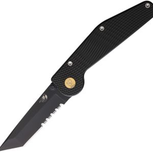 Auto Button Lock Tanto Serrated
