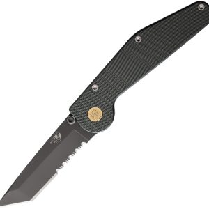 Auto Button Lock Tanto Serrated