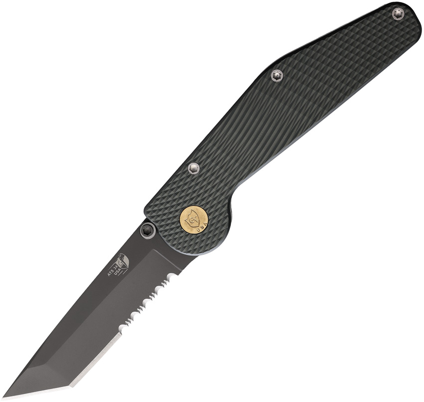 Auto Button Lock Tanto Serrated