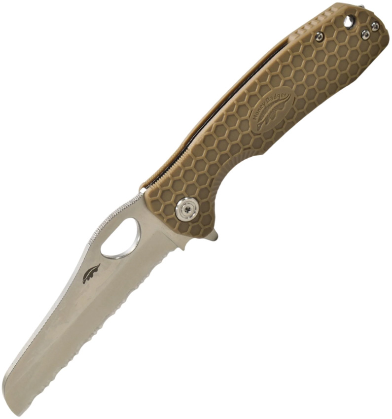 Honey Badger Knives Large Rescue Tan 8CR13MoV HB1742 product image