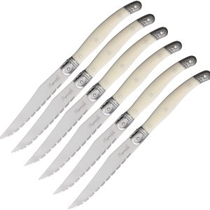 6 pc Steak Knife Set White
