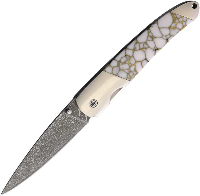 Damascus Linerlock White/Gold